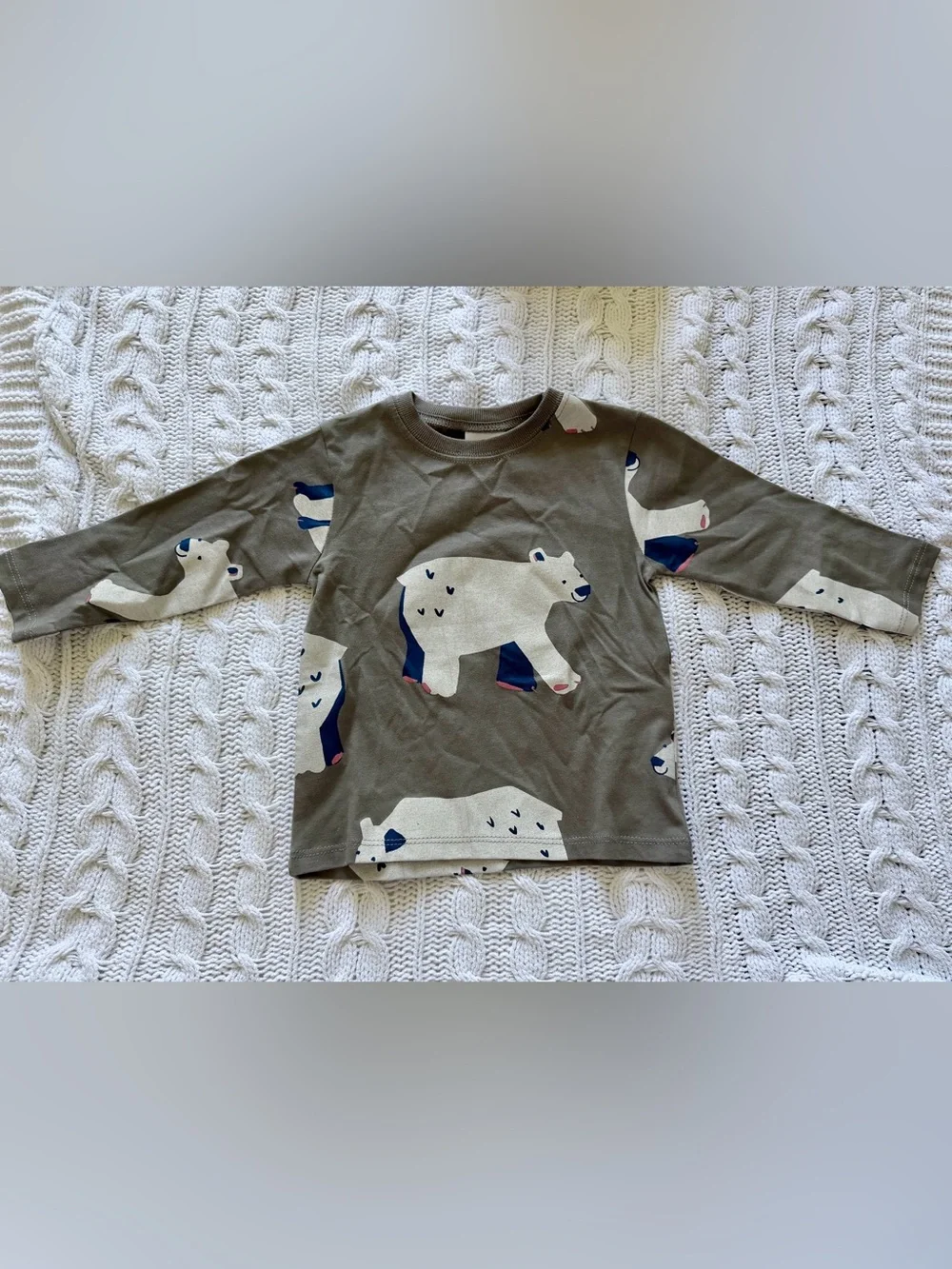 Zara- Kids Long-Sleeve Polar Bear Print Shirt - Gray
